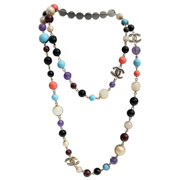 Chanel Rare Multicolored Glass Bead and Pearl Long Double Strand Necklace - Picture 3 of 14